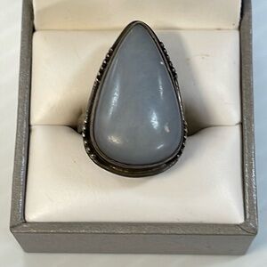 Pear Shape Stone 925 Ring Sz 6 3/4